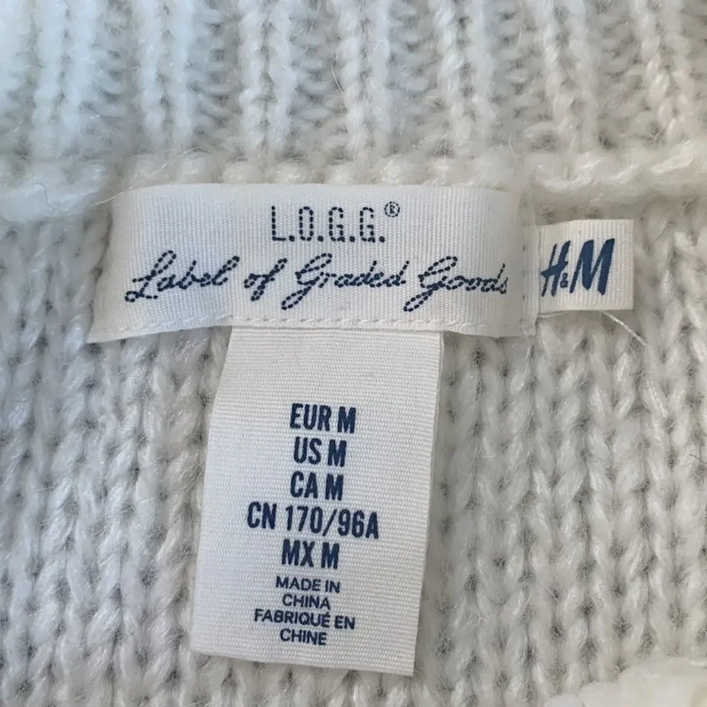 L.O.G.G. Open knit crew neck mohair sweater sz med Like New
